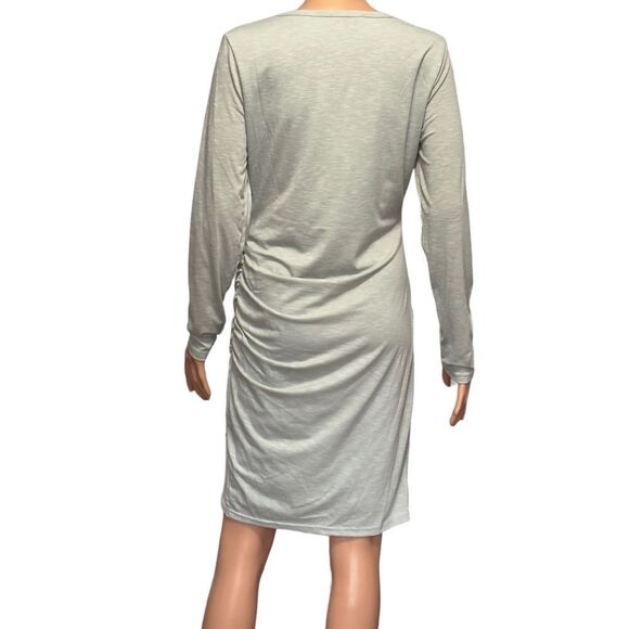 BTFBM Ruched Bodycon Long Sleeve Wrap Style Dress MEDIUM - Picture 5 of 14
